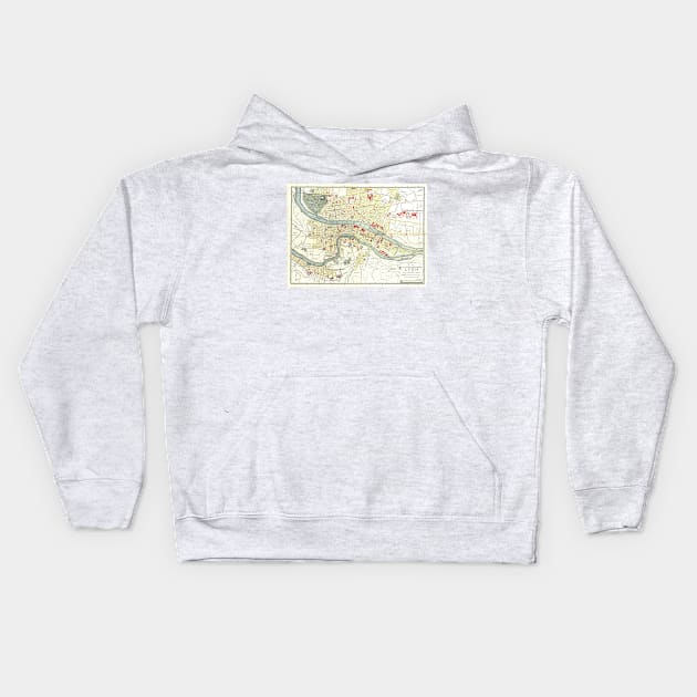 Vintage Map of Lyon France (1900) Kids Hoodie by Bravuramedia